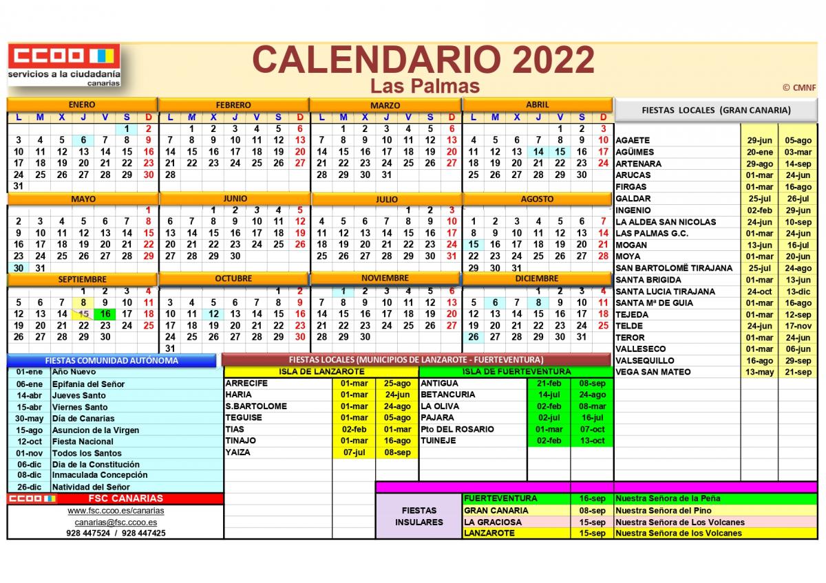 Calendario provincia de Las Palmas