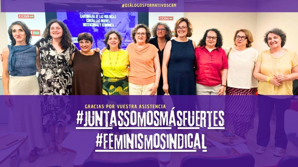 Participantes en el Diálogo formativo. De izquierda a derecha, Amalia Calderón, Diana García, Clara Castarnedo, Yolanda Carrasco, Paqui Granados, Marisa Kohan, Carolina Vidal, Mayka Muñoz, Ana Murcia y Beatriz Gimeno.